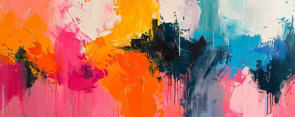Fototapeta premium An abstract expressionist painting with bold colors and energetic brushstrokes.