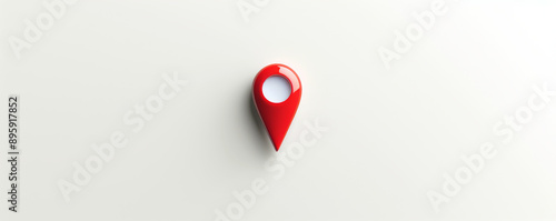 Red location pin on white background, minimalistic design. Navigation and mapping concept. Free Download Red location pin on white background, minimalistic design. Navigation and mapping concept. - GFXLoad