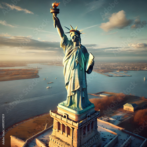 Aerial View of the Statue of Liberty
