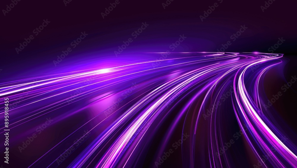 Abstract curved light lines in blue and purple colors on dark background. Glowing neon effect with motion blur for futuristic technology Abstract curved light lines in blue and purple colors on dark background. Glowing neon effect with motion blur for futuristic technology