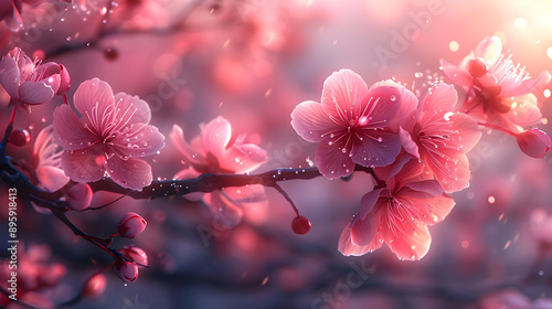 Pink Blossoms in the Morning Light