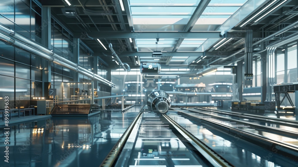 Futuristic manufacturing hub with advanced automation and innovation Futuristic manufacturing hub with advanced automation and innovation