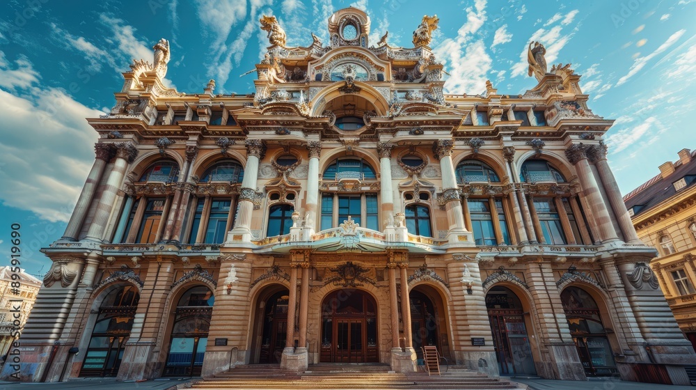 Fototapeta premium Grand opera house with ornate facade and intricate architectural decorations