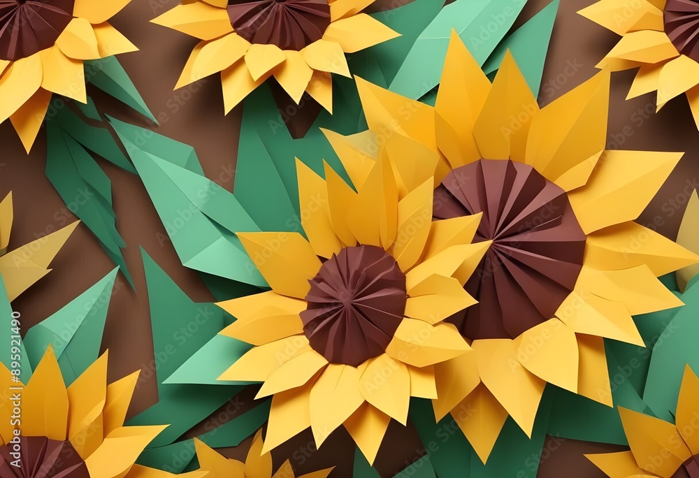 Fototapeta premium sunflower paper cut background