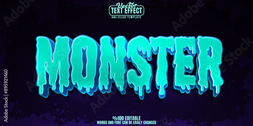 Monster editable text effect, customizable horror and scary 3d font style