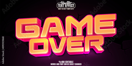 Game editable text effect, customizable over and arcade 3d font style
