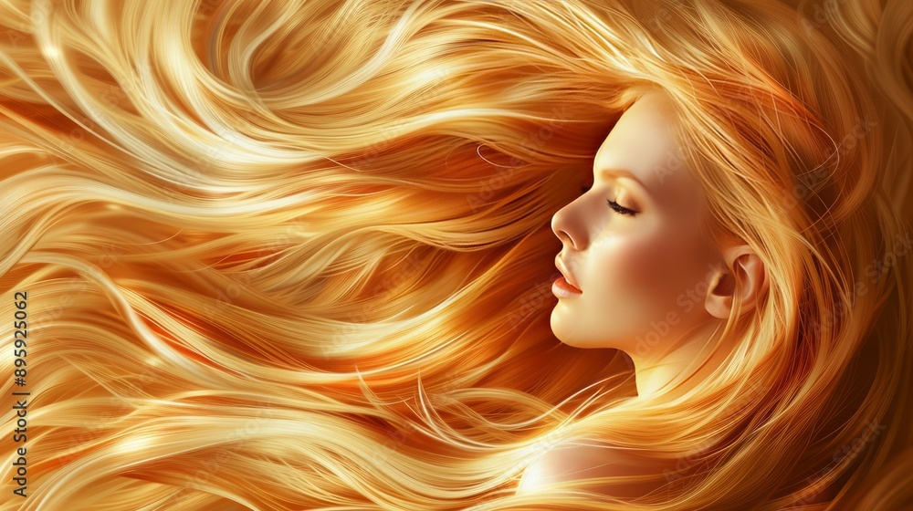 A portrait of a beautiful woman with long wavy blonde hair. A portrait of a beautiful woman with long wavy blonde hair.