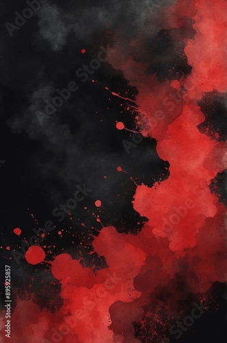 red to black grainy grunge abstract gradient painting watercolor illustration design copy space