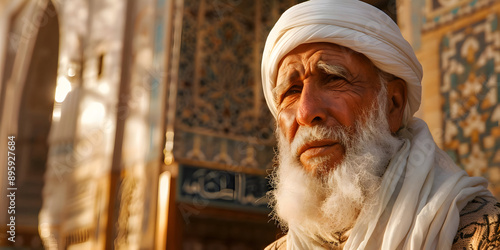 Wallpaper Mural Portrait of an Elderly Man in a White Turban, Realistic Photo Torontodigital.ca