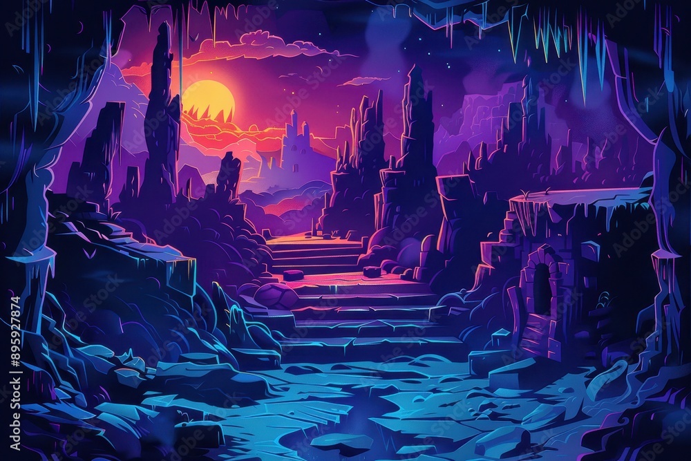 Mystical Ruins of a Lost City in the Moonlight Mystical Ruins of a Lost City in the Moonlight