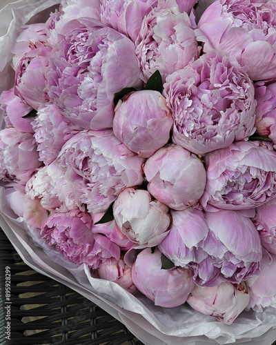 a bouquet of peonies