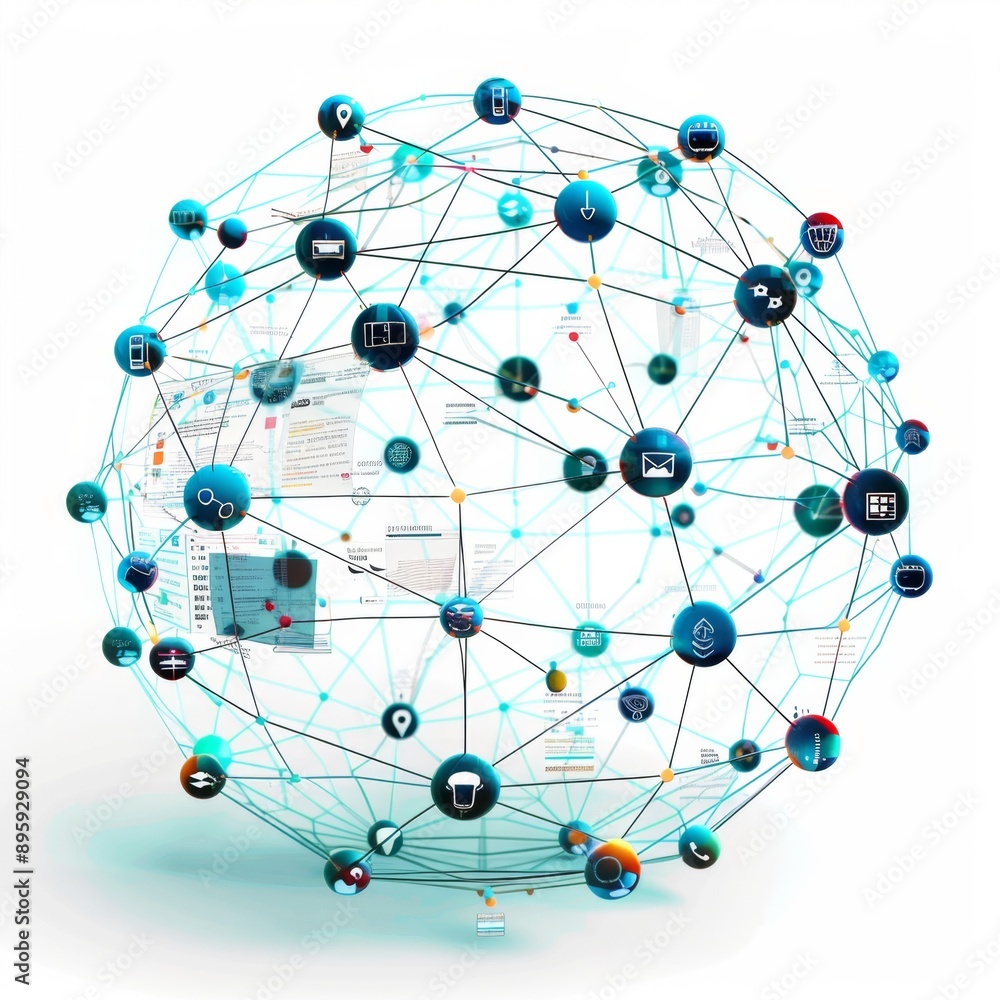 Global network connecting data points and digital icons representing communication and technology Global network connecting data points and digital icons representing communication and technology