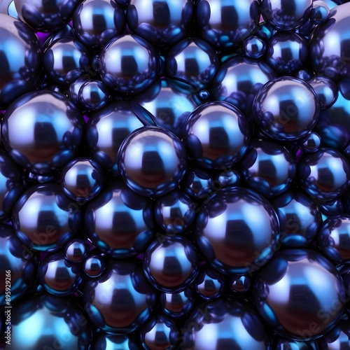 Dark blue metallic bubbles texture background Gerenative AI