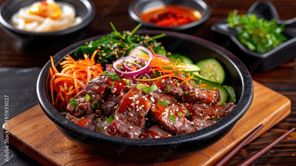 Bulgogi, marinated beef and vegetables Bulgogi, marinated beef and vegetables