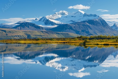 Mountain Reflection in a Still Lake.