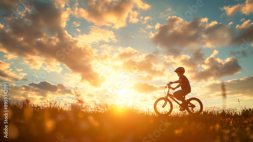 Wallpaper Mural silhouette of a cyclist on the sunset Torontodigital.ca