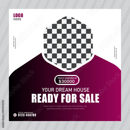 Real estate agency social media banner post house sale template photo