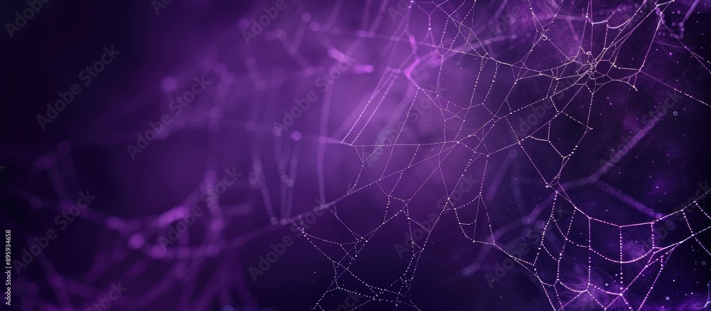 A purple background with a spider web in the foreground A purple background with a spider web in the foreground