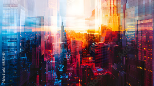 Abstract cityscape with background illustration