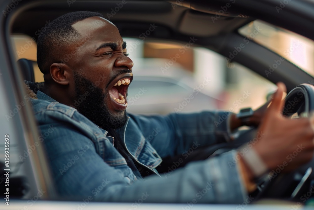 Man getting angry while driving on the car Man getting angry while driving on the car