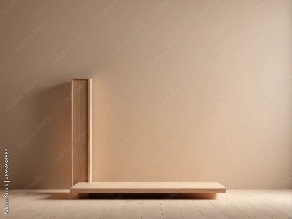 Minimalist eco-friendly product display podium with ample empty space, perfect for digital product placement in sustainable retail settings Minimalist eco-friendly product display podium with ample empty space, perfect for digital product placement in sustainable retail settings
