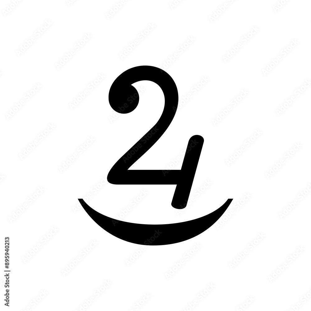 the logo consists of the smile and number 24. Abstract, outline and elegant. the logo consists of the smile and number 24. Abstract, outline and elegant.