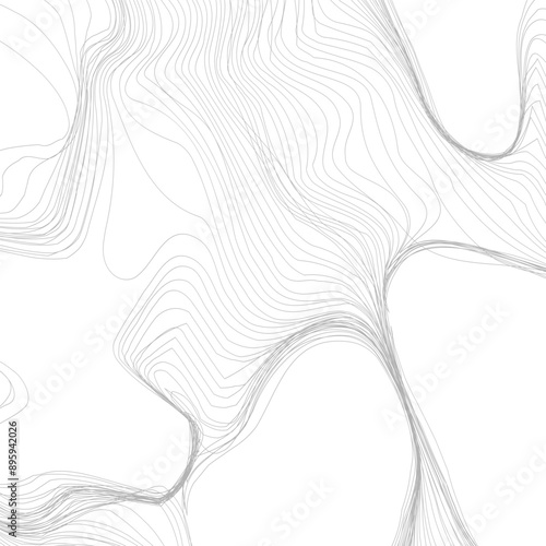 Abstract background of curved lines. The pattern of spreading water with islands. The concept of technology, science, sound propagation, landscape change, illusion and hallucination