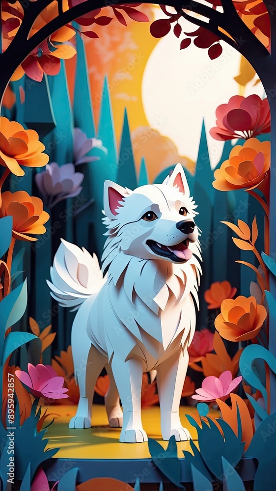 Fototapeta premium A mesmerizing paper-cut animation of the Dog comes to life on the screen