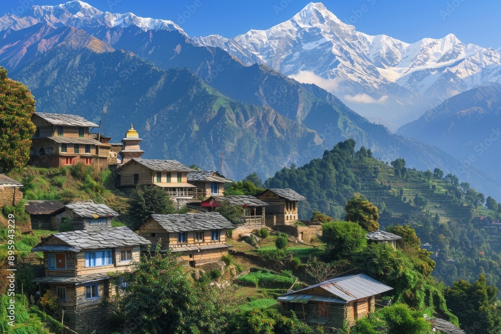 Traditional Houses in Himalayan Mountains. Traditional Houses in Himalayan Mountains.