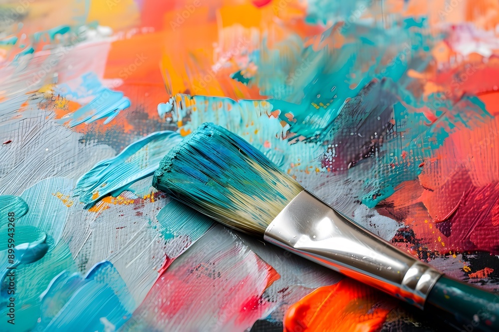 Fototapeta premium Paintbrush on Canvas