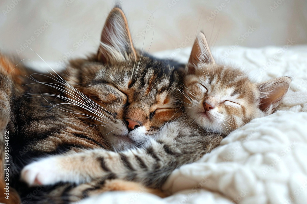 Heartwarming Scene Of Two Cats Cuddling: Perfect For Pet Care Ads, Animal Welfare Campaigns, Or Cozy Home Decor Heartwarming Scene Of Two Cats Cuddling: Perfect For Pet Care Ads, Animal Welfare Campaigns, Or Cozy Home Decor