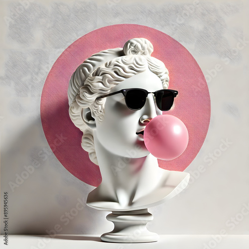 Mannequin Head with Sunglasses and Bubblegum

