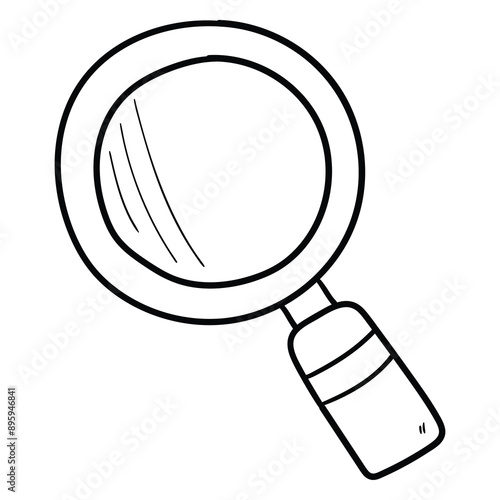 Hand drawn doodle magnifying glass on white background.