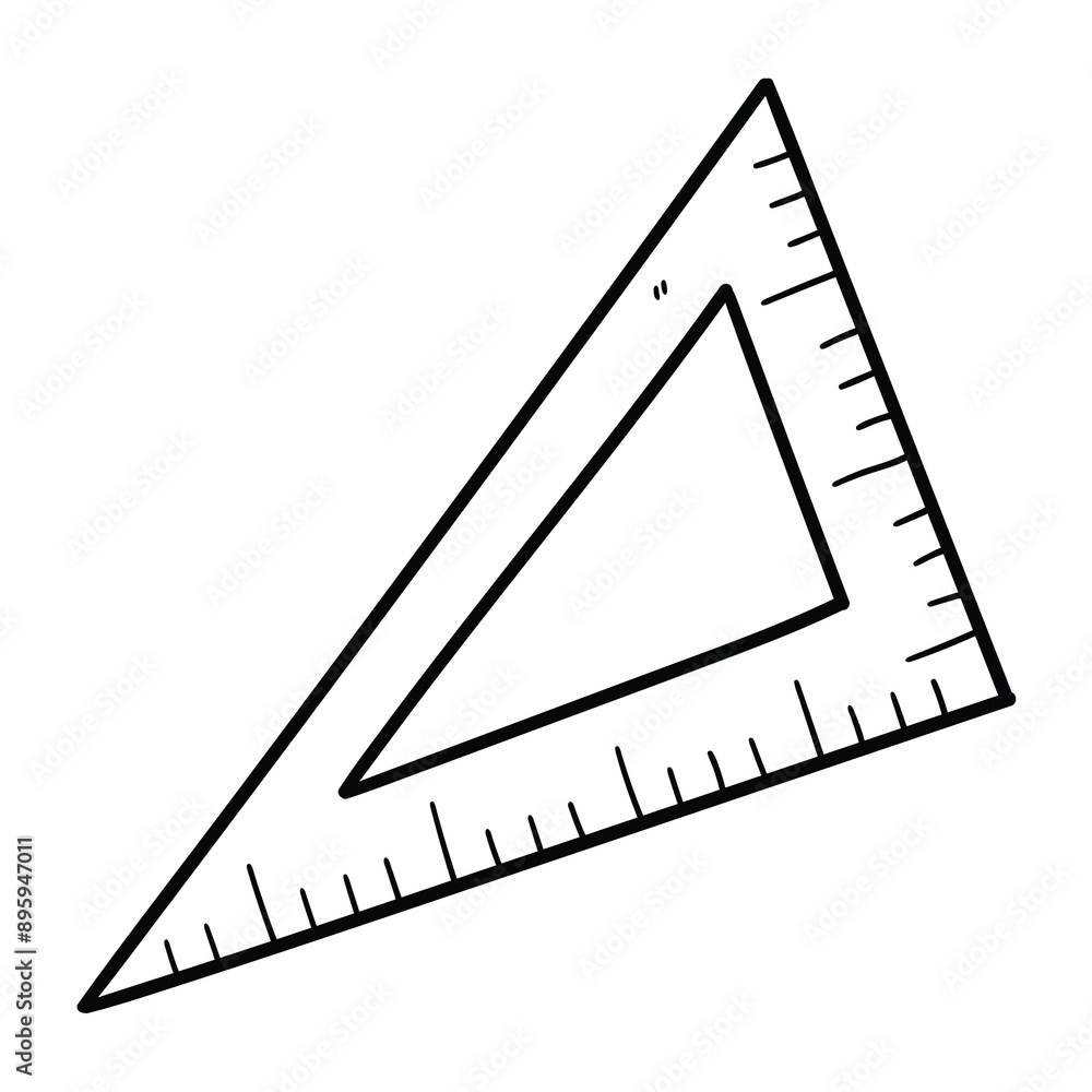 Hand drawn doodle ruler triangle on white background. Hand drawn doodle ruler triangle on white background.