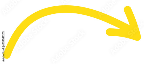 Sharp curved arrow icon. Black rounded arrow. Direction pointer pointing down	