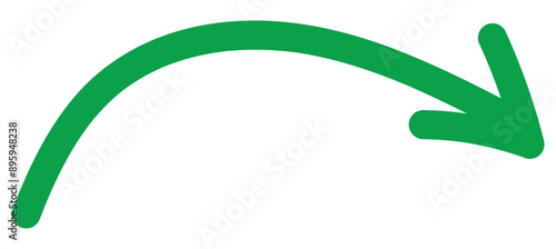 Sharp curved arrow icon. Black rounded arrow. Direction pointer pointing down	