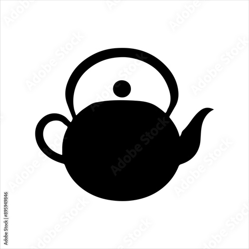 Round teapot silhouette on white background. Teapot icon vector sign illustration design.
