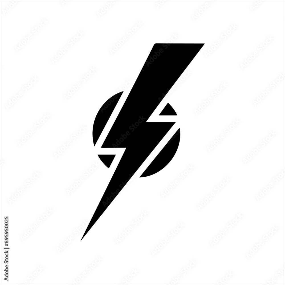 Black lightning bolt silhouette on white background. Bolt icon vector sign illustration design. Black lightning bolt silhouette on white background. Bolt icon vector sign illustration design.