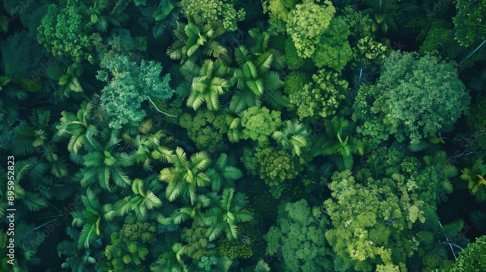 Top view of lush green forest canopy. Perfect for rainforest ecosystem and environmental health visuals Top view of lush green forest canopy. Perfect for rainforest ecosystem and environmental health visuals