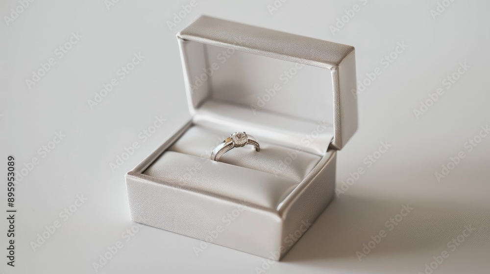 Wedding rings displayed in an open gift box, set against a white background. Perfect for engagement and wedding themes. Wedding rings displayed in an open gift box, set against a white background. Perfect for engagement and wedding themes.