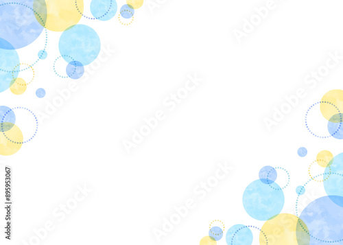 円形模様のポップなフレーム、水彩、丸のデザイン背景