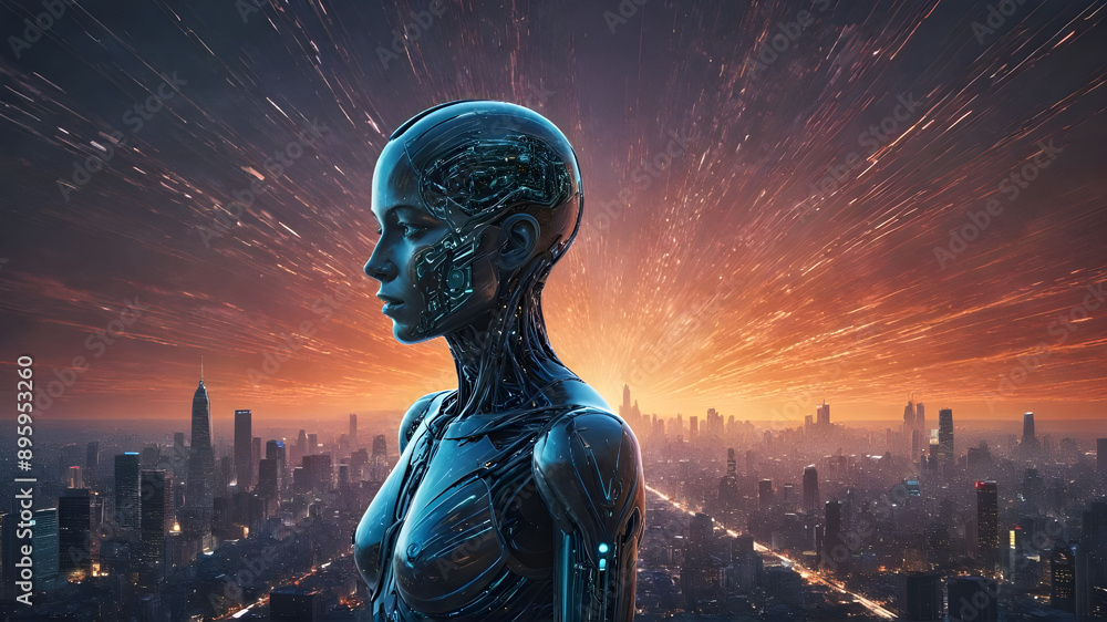 Fototapeta premium Symbiosis of Sentience The Human-AI Nexus