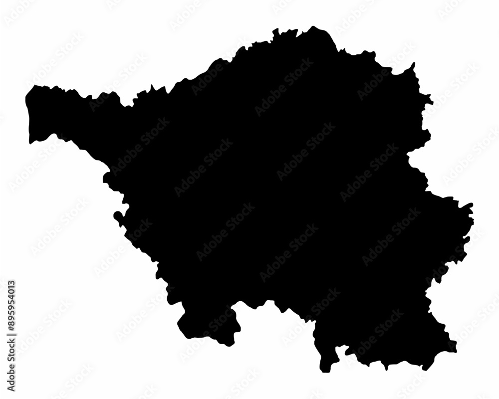 Obraz premium Saarland silhouette map