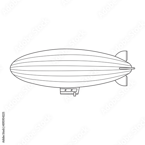 Hand drawn kids drawing cartoon Vector illustration zeppelin icon Isolated on White