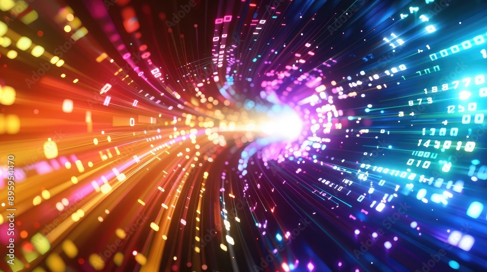 Fototapeta premium A dynamic background with flowing digital data and bright colors.