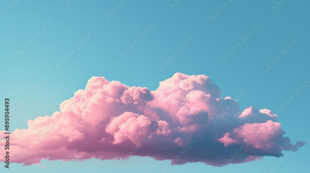 Pink fluffy cloud in blue sky, peaceful Pink fluffy cloud in blue sky, peaceful