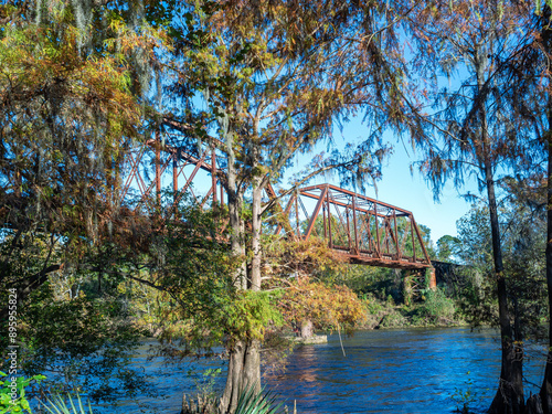 The Flint River and a Rail Bridge in Albany Georgia photo