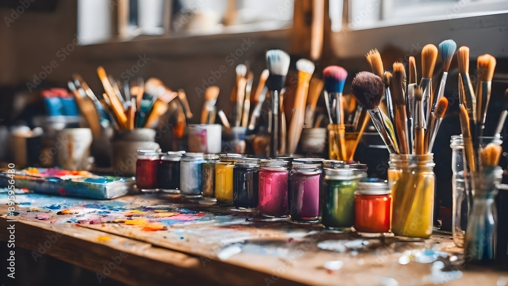 Detailed Art Supplies in Studio Detailed Art Supplies in Studio