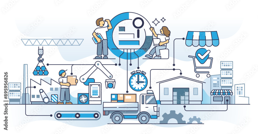 Fotografie Supply chain optimization with effective and smart management outline concept, transparent background