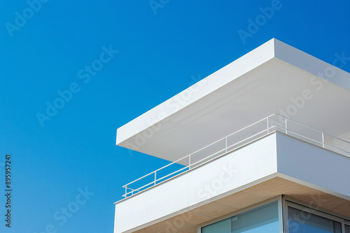 Modern Minimalist Architecture: White Building Against Blue Sky - Perfect For Real Estate Marketing © Michael